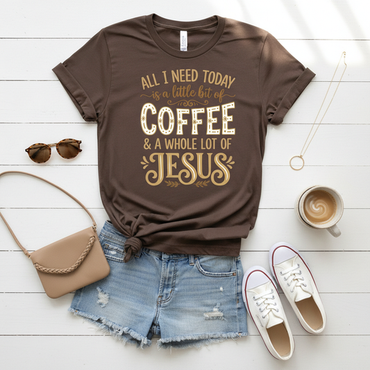 Coffee & Jesus Comfort Colors 1717 Tee – Christian Graphic T-Shirt – Faith Based Coffee Lover Shirt – Vintage Inspired Religious Gift