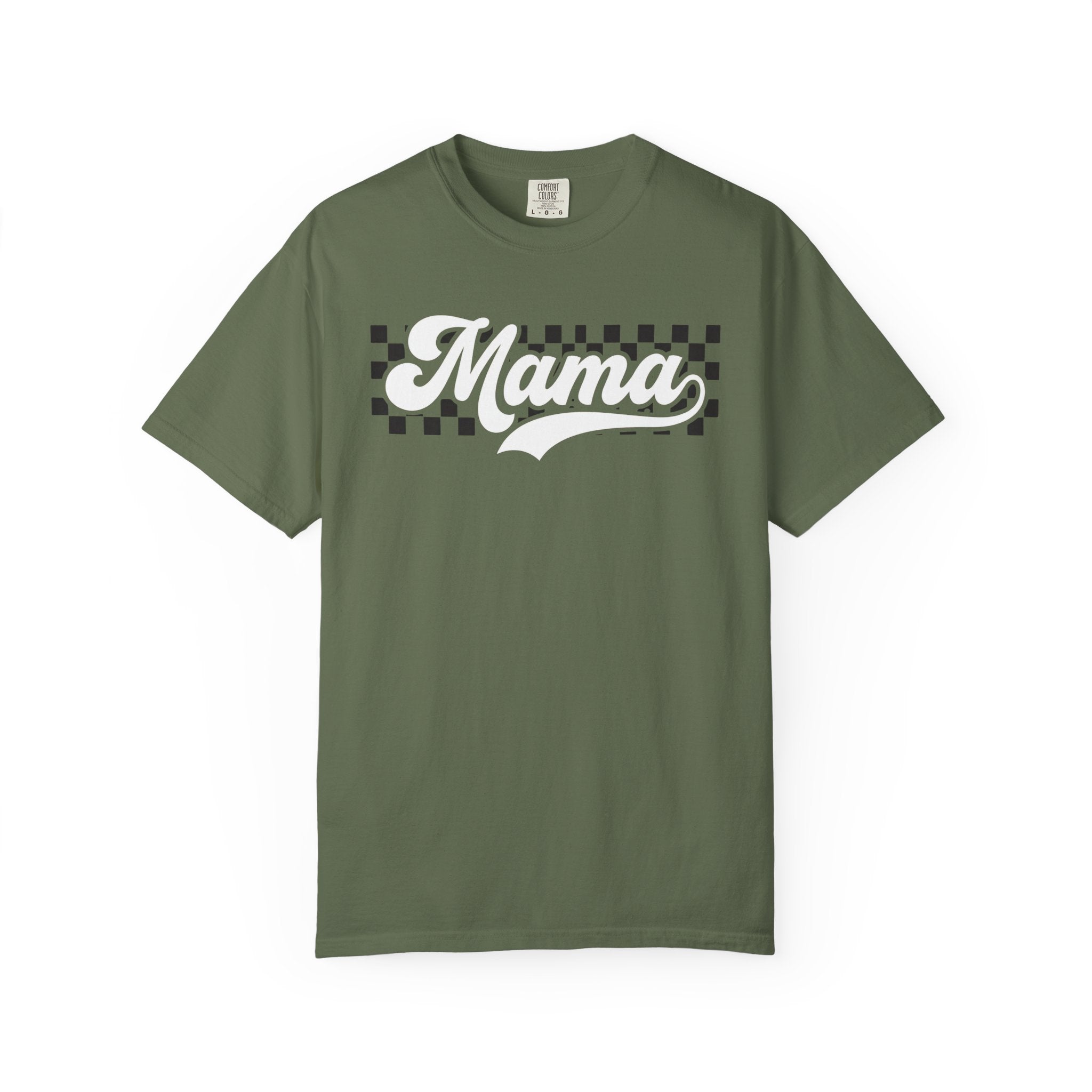 Mama Retro Checkered T-Shirt - Graphic Mom Tee Comfort Colors 1717