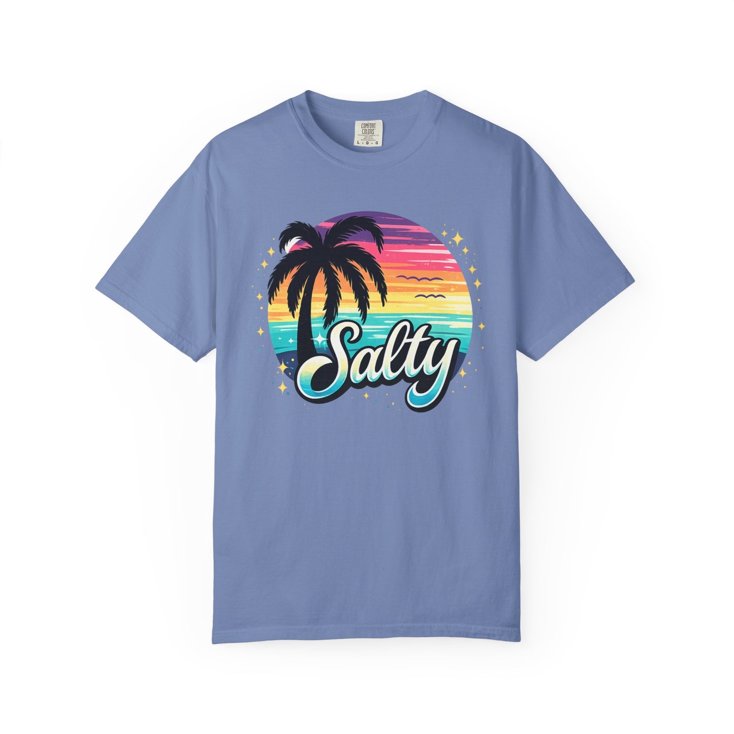 Salty Retro Sunset Tee — Retro Palm Tree Vacation Tee