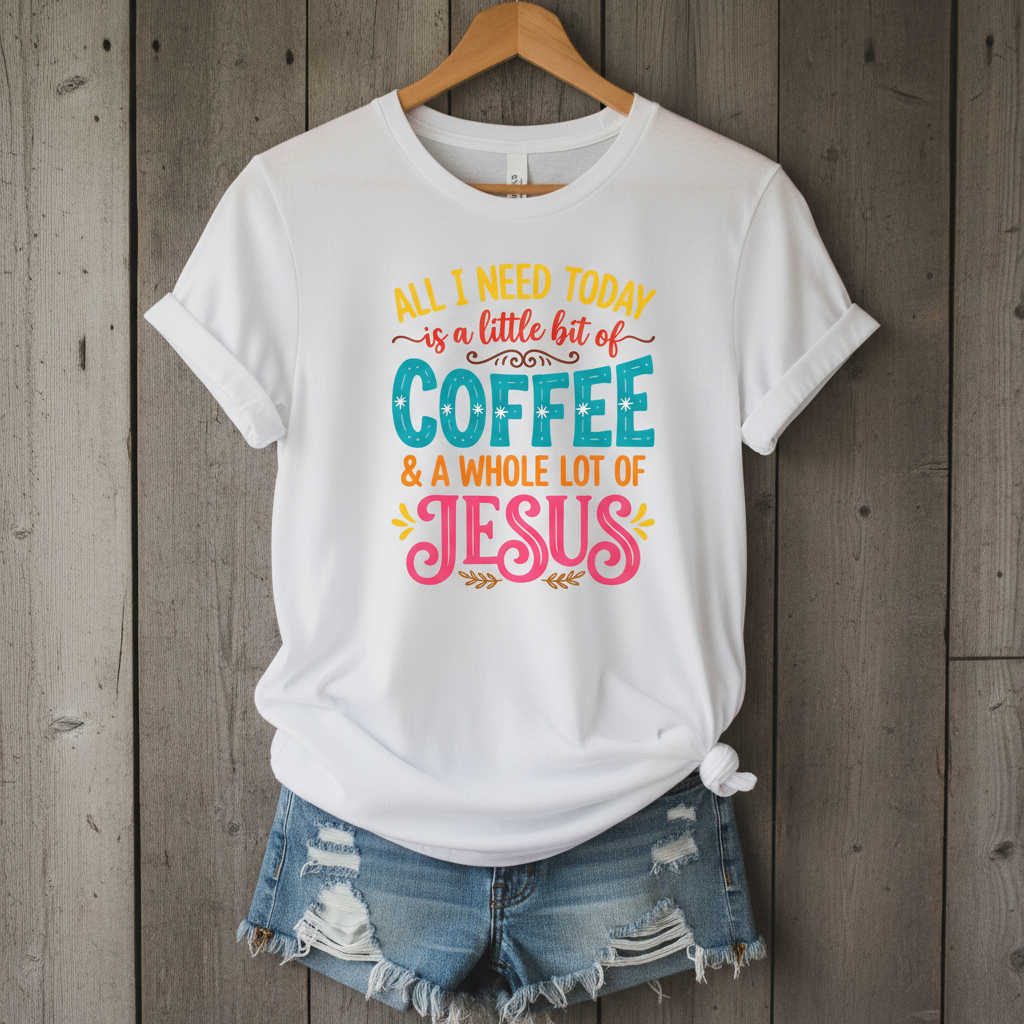 Coffee & Jesus Color Pop Tee – Comfort Colors 1717 – Bold Christian Graphic Shirt – Faith & Coffee Lover Gift