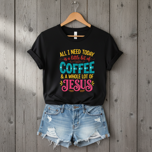 Coffee & Jesus Color Pop Tee – Comfort Colors 1717 – Bold Christian Graphic Shirt – Faith & Coffee Lover Gift
