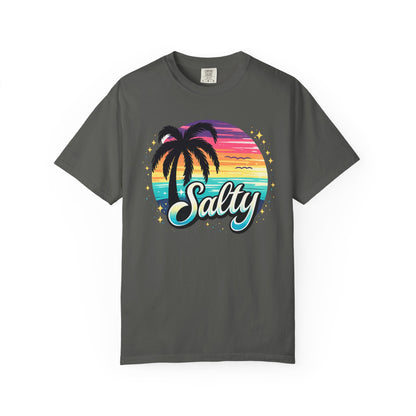 Salty Retro Sunset Tee — Retro Palm Tree Vacation Tee