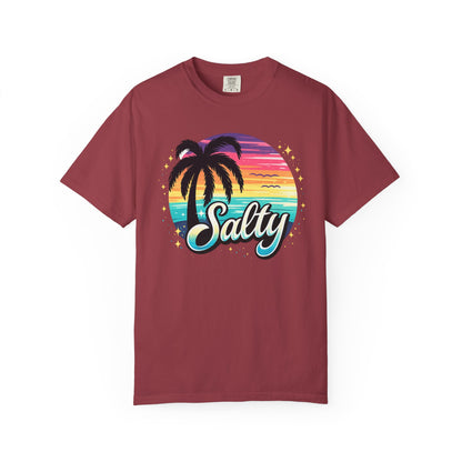 Salty Retro Sunset Tee — Retro Palm Tree Vacation Tee