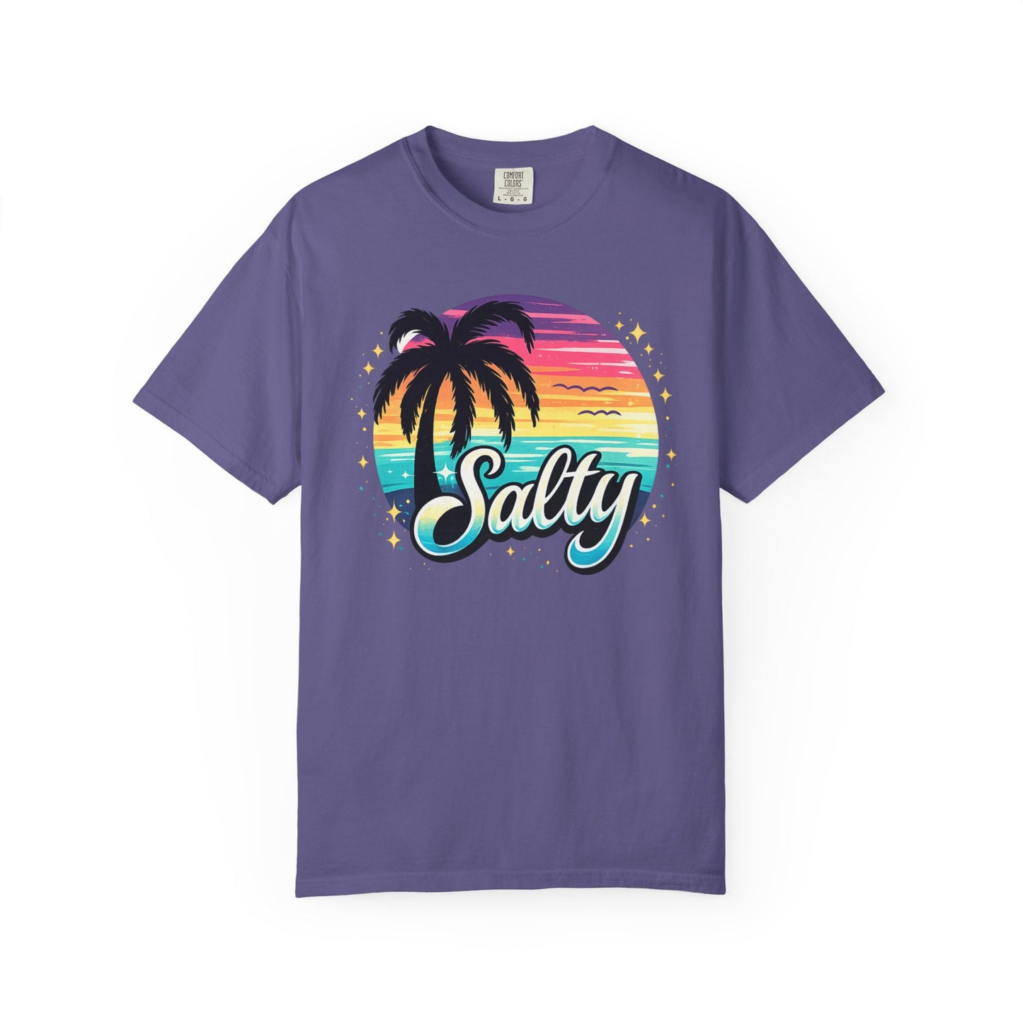 Salty Retro Sunset Tee — Retro Palm Tree Vacation Tee