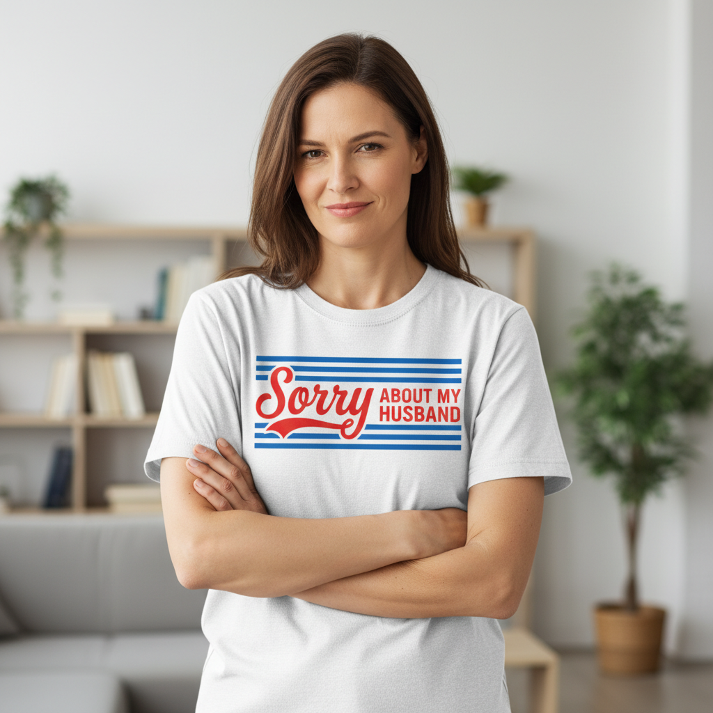 Sorry About My Husband Tee — Funny Retro Couples Graphic Tee