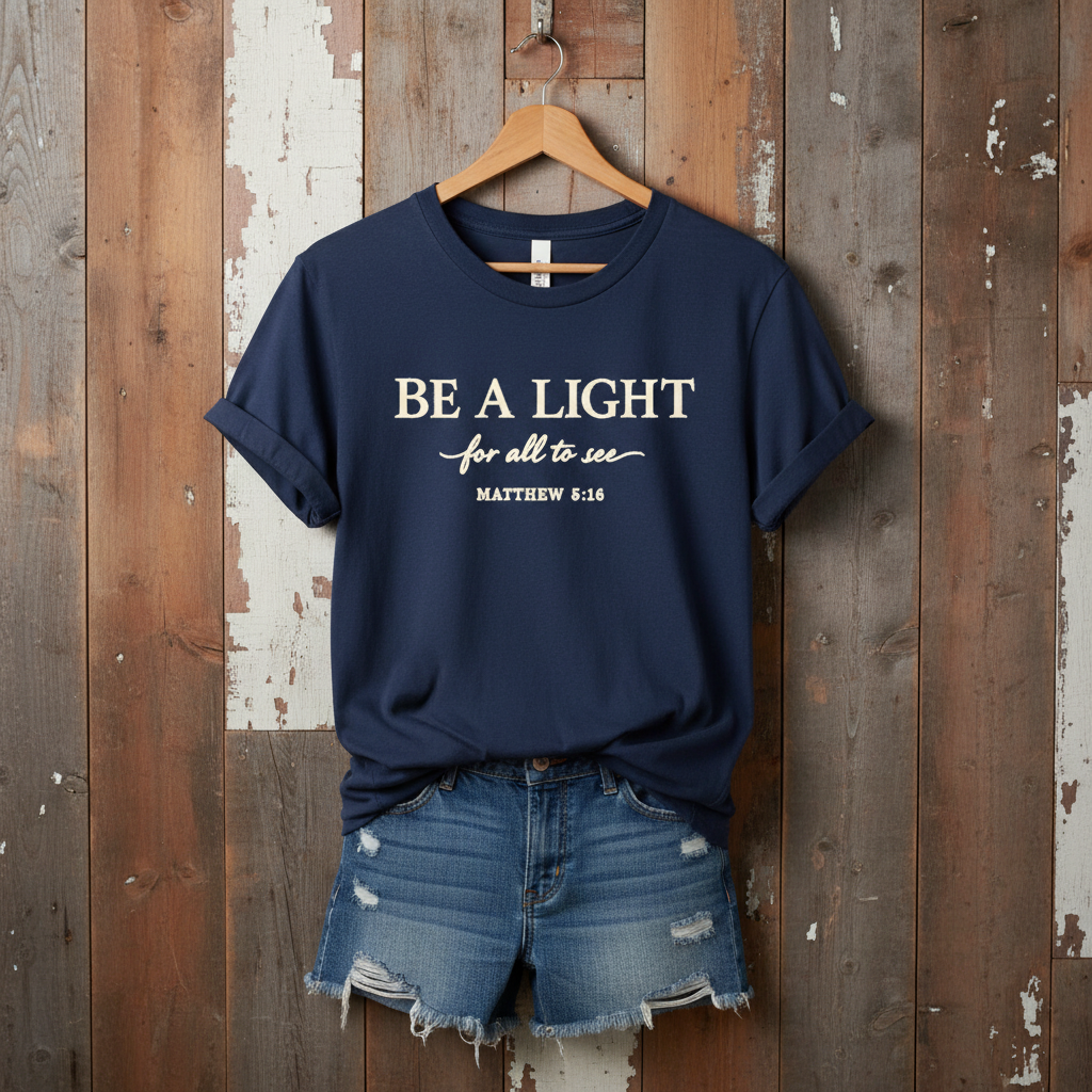 Be a Light Tee — Matthew 5:16 Inspirational Christian Tee
