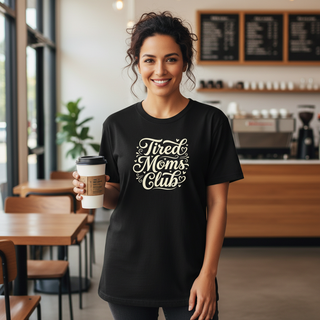 Tired Moms Club Tee — Funny Mother's Day Shirt for Sleep-Deprived Moms
