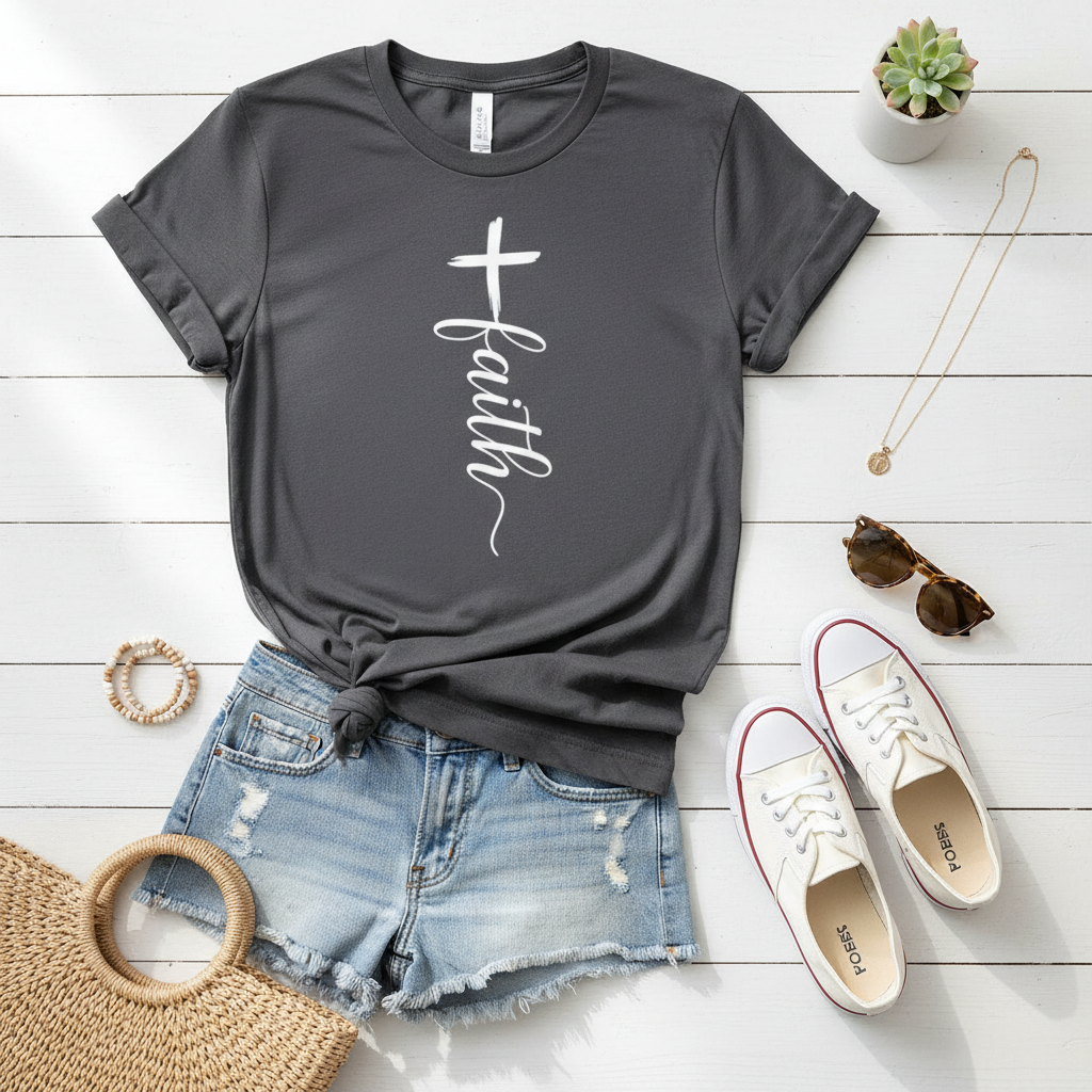 Faith Cross Graphic Tee Premium Unisex Crewneck Tee
