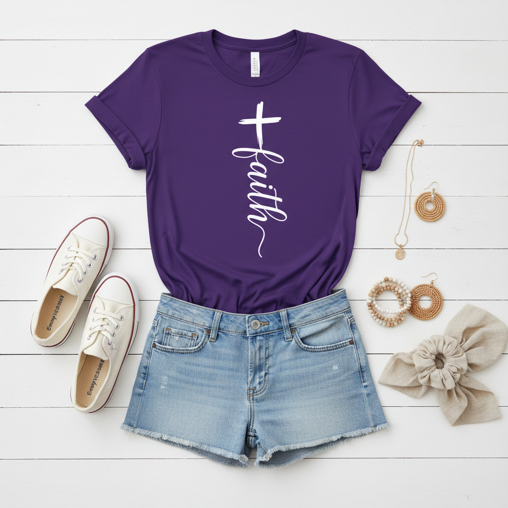 Faith Cross Graphic Tee Premium Unisex Crewneck Tee