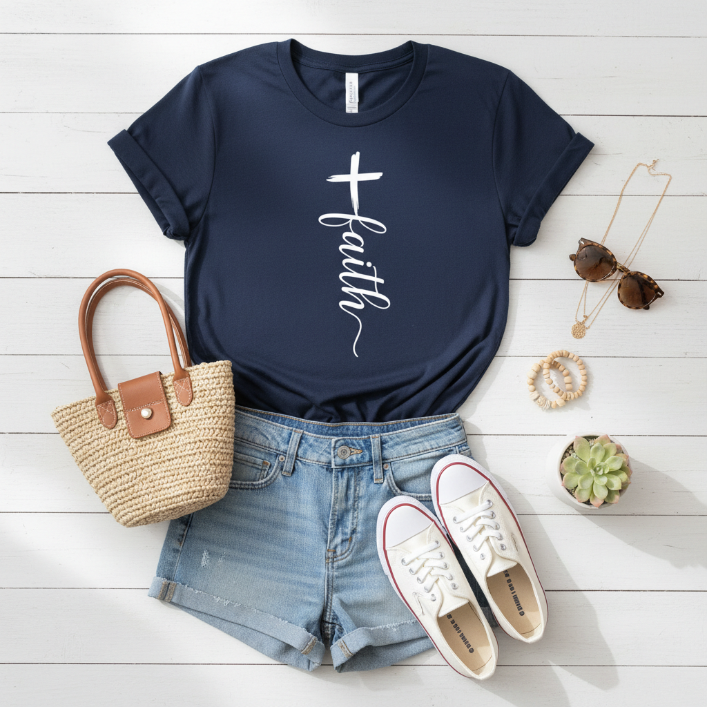 Faith Cross Graphic Tee Premium Unisex Crewneck Tee